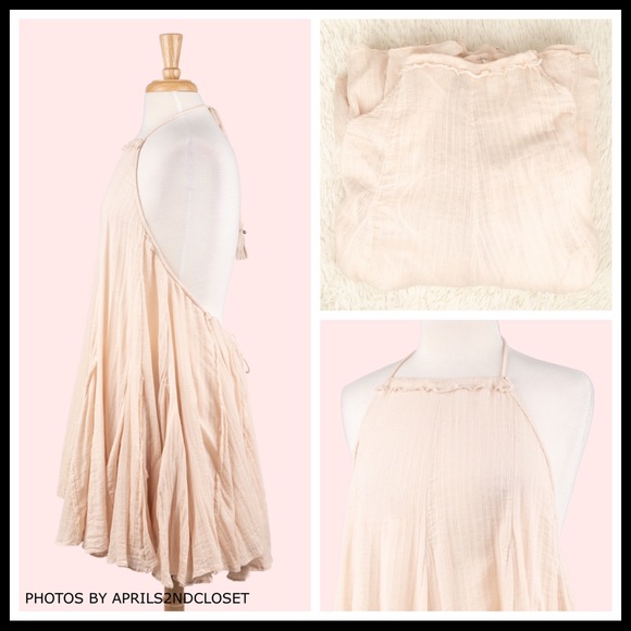 FREE PEOPLE BOHO FLOWY MINI HALTER SLIP DRESS A2C - Picture 10 of 16